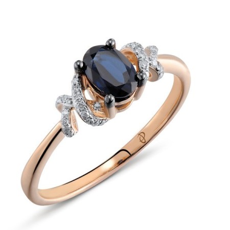 14KRWB Ring Blue Sapphire,Diamond (R304532SAP14KRWB) - US 6.75