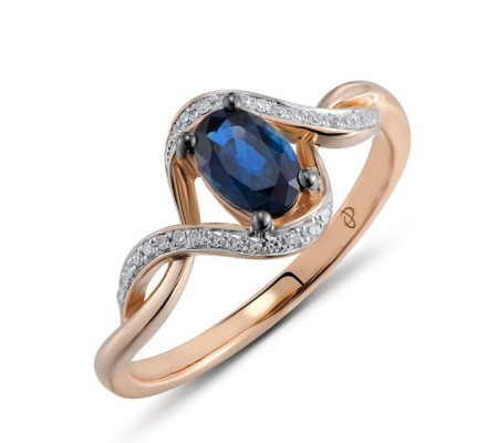 14KRWB Ring Blue Sapphire,Diamond (R304533SAP14KRWB) - US 6