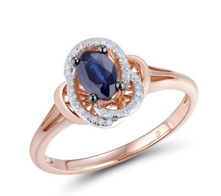 14KRWB Ring Blue Sapphire,Diamond (R304534SAP14KRWB) - US 6.5