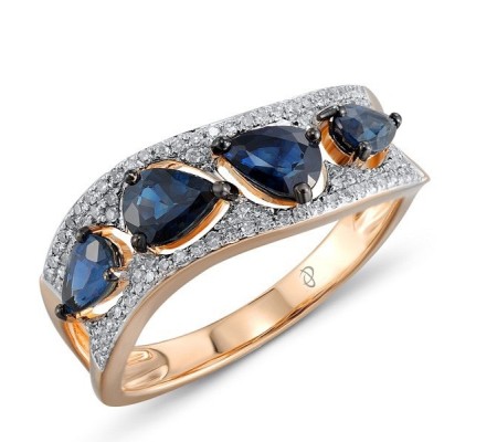 14KRWB Ring Blue Sapphire,Diamond (R304537SAP14KRWB) - US 7