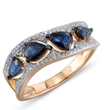 14KRWB Ring Blue Sapphire,Diamond (R304537SAP14KRWB) - US 7