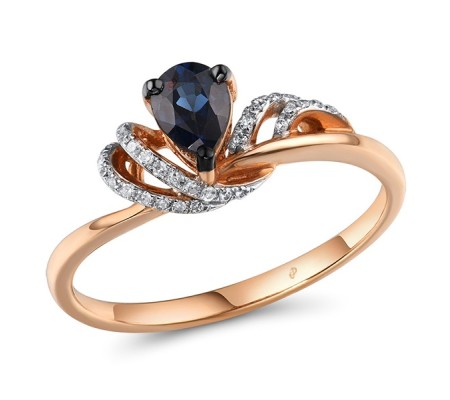 14KRWB Ring Blue Sapphire,Diamond (R304539SAP14KRWB) - US 7