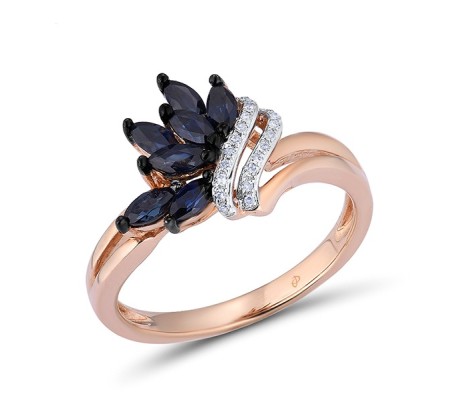 14KRWB Ring Blue Sapphire,Diamond (R304543SAP14KRWB) - US 7