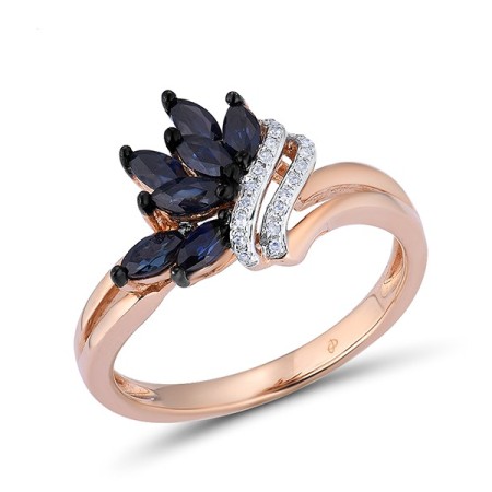 14KRWB Ring Blue Sapphire,Diamond (R304543SAP14KRWB) - US 7