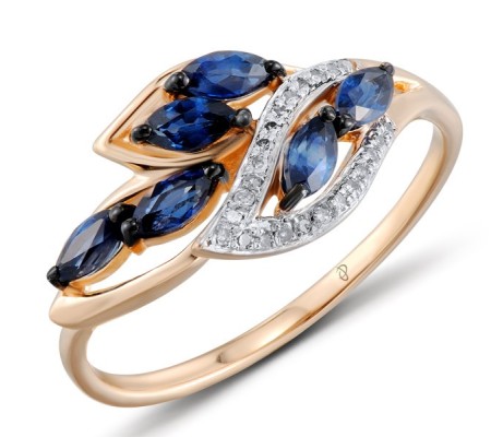 14KRWB Ring Blue Sapphire,Diamond (R304544SAP14KRWB) - US 6