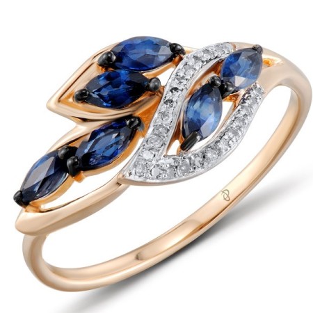 14KRWB Ring Blue Sapphire,Diamond (R304544SAP14KRWB) - US 6