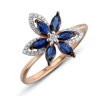 14KRWB Ring Blue Sapphire,Diamond (R304545SAP14KRWB) - US 8