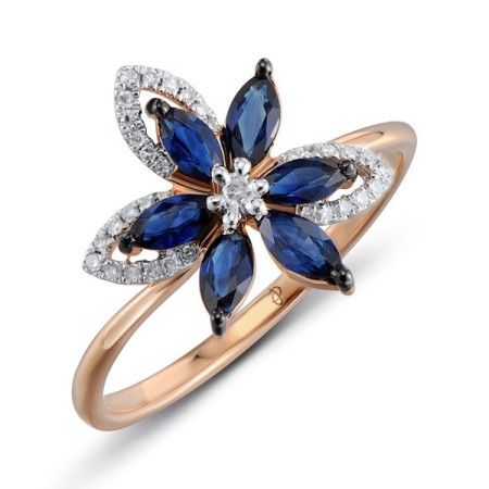 14KRWB Ring Blue Sapphire,Diamond (R304545SAP14KRWB) - US 8