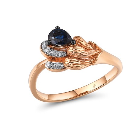 14KRWB Ring Blue Sapphire,Diamond (R304548SAP14KRWB) - US 6.5