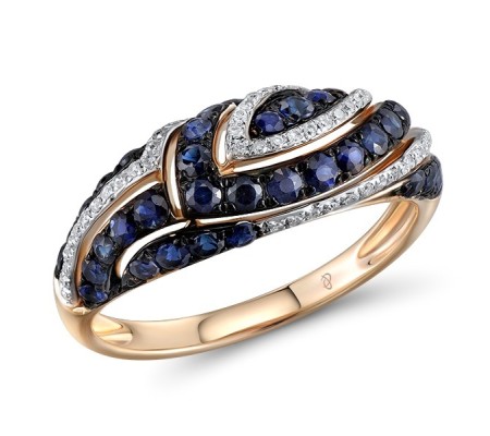 14KRWB Ring Blue Sapphire,Diamond (R304559SAP14KRWB) - US 7