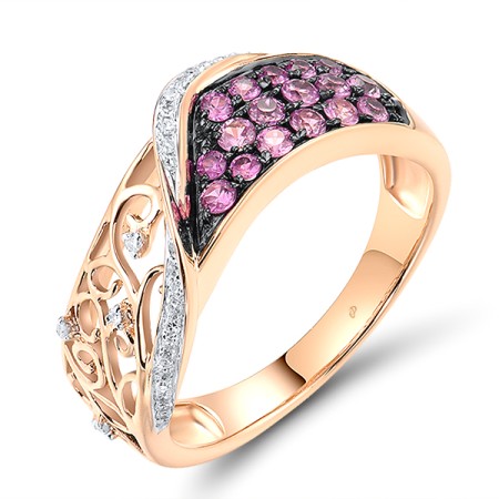 14KRWB Ring Diamond,Pink Sapphire (R304560PIS14KRWB)