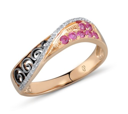 14KRWB Ring Diamond,Pink Sapphire (R304561PIS14KRWB) - US 8