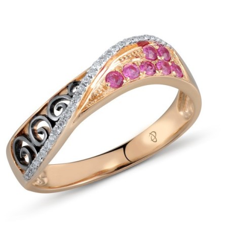 14KRWB Ring Diamond,Pink Sapphire (R304561PIS14KRWB) - US 8