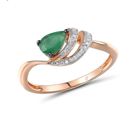 14KRWB Ring Diamond,Emerald (R304568EMR14KRWB) - US 6.5