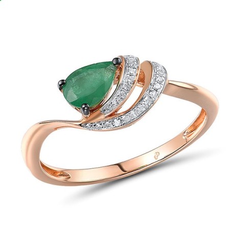 14KRWB Ring Diamond,Emerald (R304568EMR14KRWB) - US 6.5