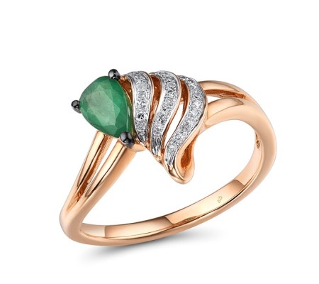 14KRWB Ring Diamond,Emerald (R304571EMR14KRWB) - US 6.5