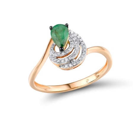 14KRWB Ring Diamond,Emerald (R304572EMR14KRWB) - US 8.5