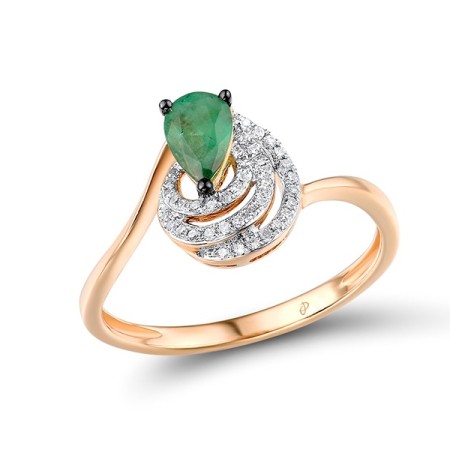 14KRWB Ring Diamond,Emerald (R304572EMR14KRWB) - US 8.5