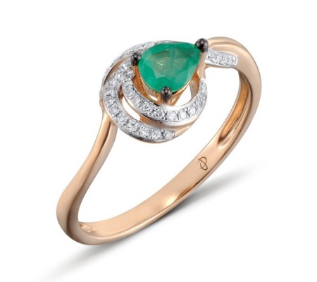14KRWB Ring Diamond,Emerald (R304573EMR14KRWB) - US 8
