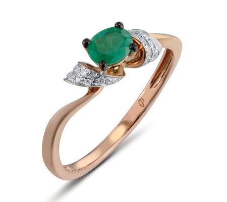 14KRWB Ring Diamond,Emerald (R304576EMR14KRWB) - US 9.5