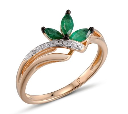 14KRWB Ring Diamond,Emerald (R304578EMR14KRWB) - US 6.5