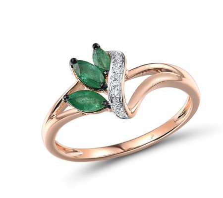 14KRWB Ring Diamond,Emerald (R304579EMR14KRWB) - US 8