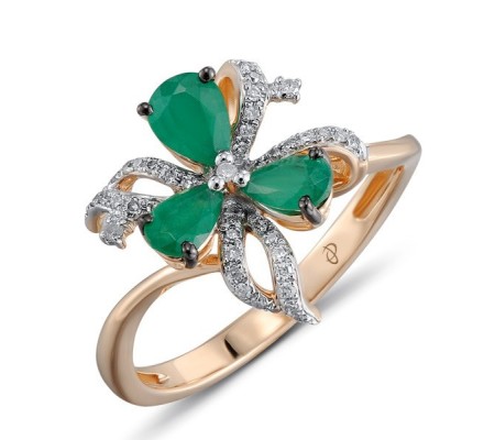 14KRWB Ring Diamond,Emerald (R304580EMR14KRWB) - US 7