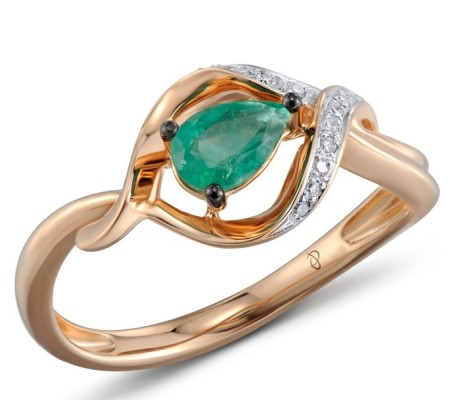 14KRWB Ring Diamond,Emerald (R304584EMR14KRWB) - US 6.75