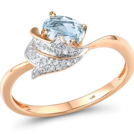14KRW Ring Blue Topaz (Sky Blue),Diamond (R304630BKT14KRW) - US 6
