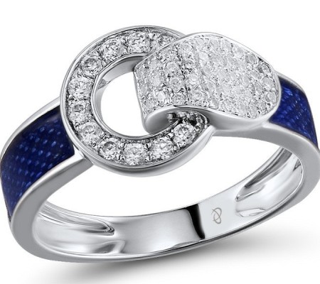 Sterling Silver Ring Enamel,White Cubic Zirconia (R304724ENA2SL925)