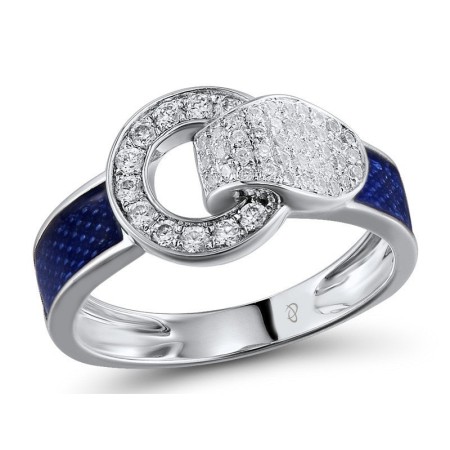 Sterling Silver Ring Enamel,White Cubic Zirconia (R304724ENA2SL925)