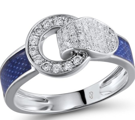 Sterling Silver Ring Enamel,White Cubic Zirconia (R304724ENASL925)