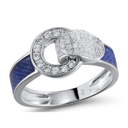 Sterling Silver Ring Enamel,White Cubic Zirconia (R304724ENASL925)