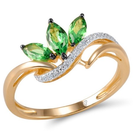 14KRWB Ring Diamond,Green Garnet (R304773GNG14KRWB) - US 7.25