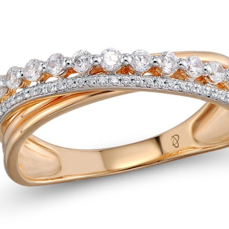 Sterling Silver w/ IONIC ROSE PLATING Ring White Cubic Zirconia (R304797WCZSQ925)