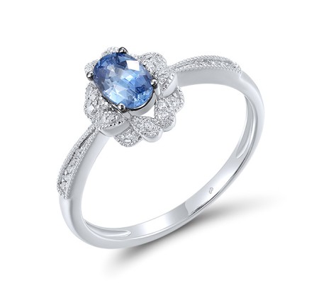 14KWB Ring Ceylon Sapphire,Diamond (R304843CLS14KWB) - US 8