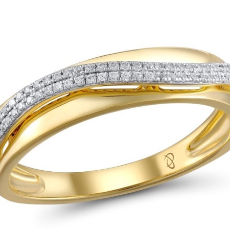 Sterling Silver w/ Ionic Yellow Plating Ring White Cubic Zirconia (R304873WCZSP925)