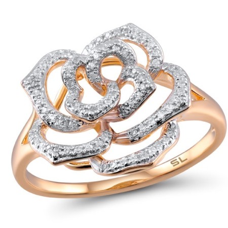 Sterling Silver w/ Ionic Rose Plating Ring White Cubic Zirconia (R304986WCZSQ925)