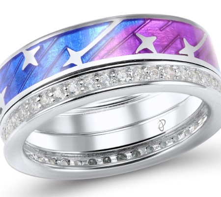 Sterling Silver Ring Enamel,White Cubic Zirconia (R305006ENASL925)