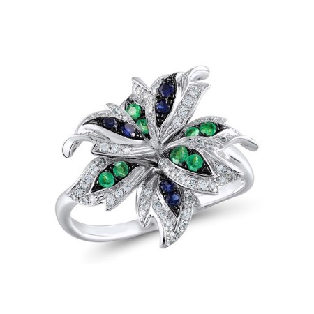 14KWB Ring Blue Sapphire,Diamond,Emerald (R305025EMS14KWB)