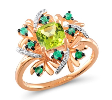 14KRWB Ring Diamond,Emerald,Peridot (R305033EPR14KRWB) - US 8.5