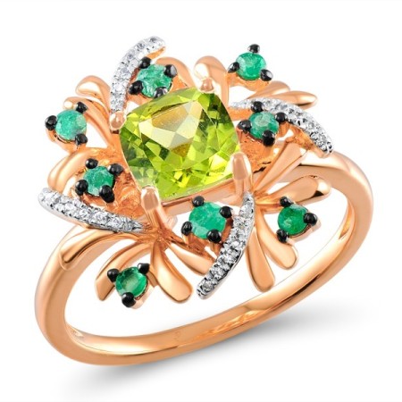 14KRWB Ring Diamond,Emerald,Peridot (R305033EPR14KRWB) - US 8.5