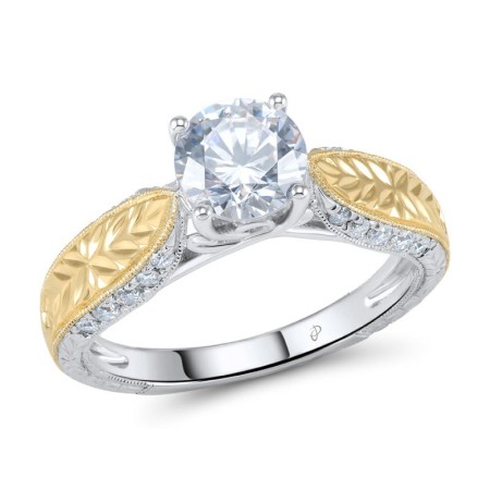 Sterling Silver w/ Ionic Yellow Plating Ring White Cubic Zirconia (R305127WCZSP925)