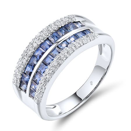 18KW Ring Diamond,Blue Sapphire (R305161SAP18KW) - US 6.5