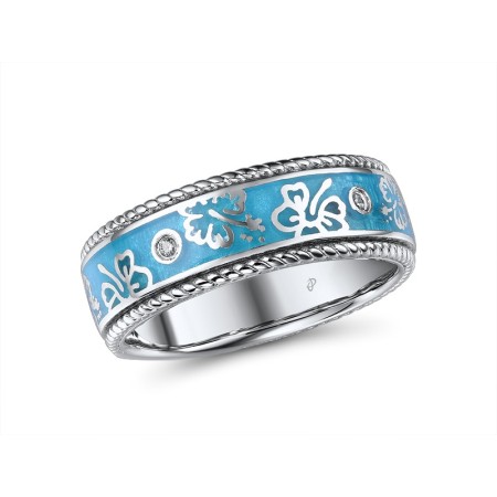 Sterling Silver Ring Enamel,White Cubic Zirconia (R305195ENA2SL925) - US 6