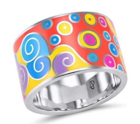 Sterling Silver Ring Enamel,White Cubic Zirconia (R305413ENASL925)