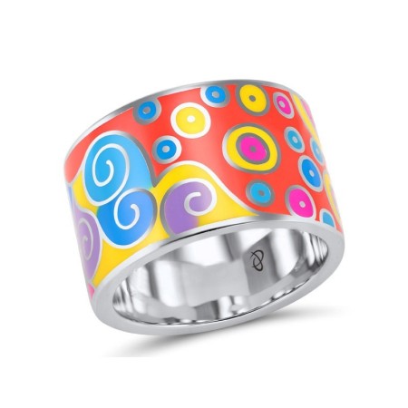Sterling Silver Ring Enamel,White Cubic Zirconia (R305413ENASL925)