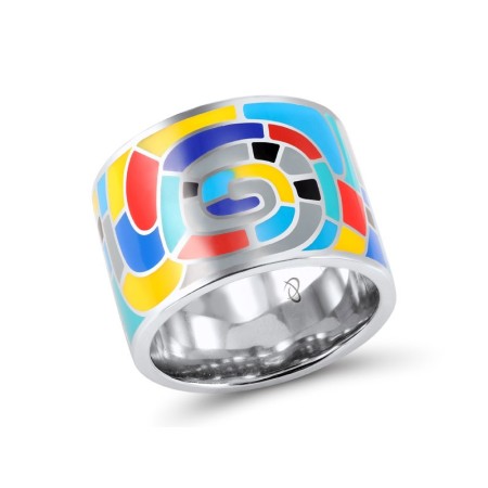 Sterling Silver Ring Enamel,White Cubic Zirconia (R305414ENASL925)