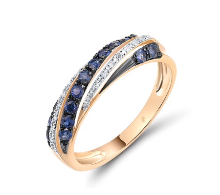 14KRWB Ring Blue Sapphire,Diamond (R305599SAP14KRWB) - US 7