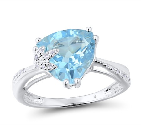 14KW  Blue Topaz (Sky Blue) Ring  (R305606BKT14KW)